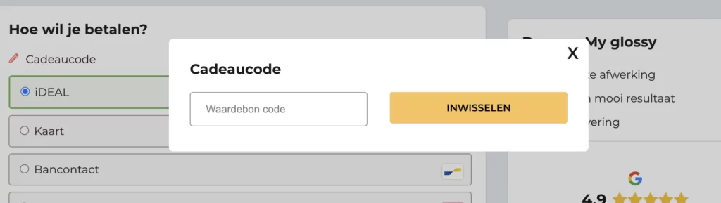 Myglossy.nl_Cadeaucode inwisselen stap2