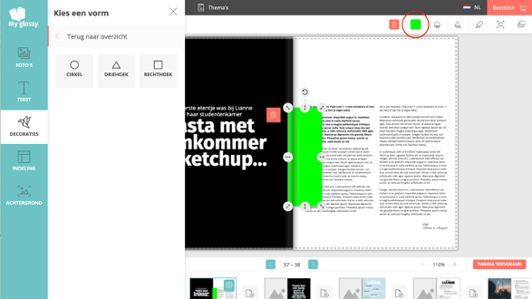 Myglossy.nl_zelf magazine maken_zelf boek maken__achtergrondkleur pagina's aanpassen 1 pagina