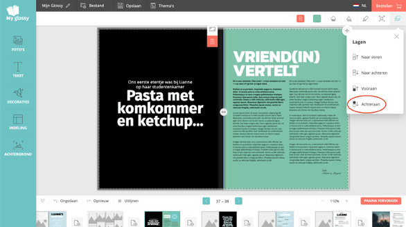Myglossy.nl_zelf magazine maken_zelf boek maken__achtergrondkleur pagina's aanpassen 1 pagina lagen