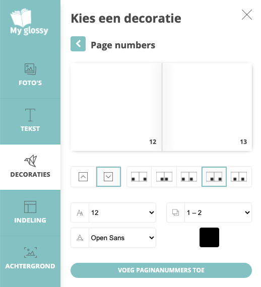 Myglossy.nl_zelf magazine maken_zelf boek maken__paginanummers toevoegen instellingen