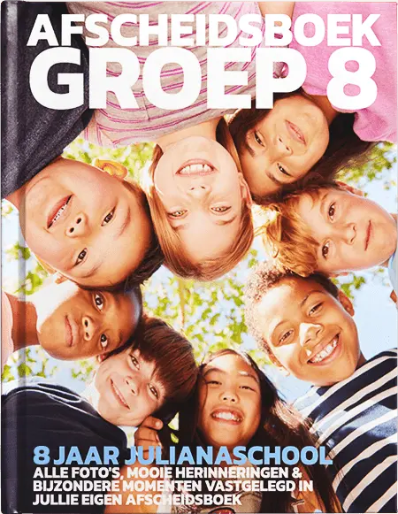 Maak een mooie afscheidsboek voor groep 8 met alle herinneringen aan de basisschool.