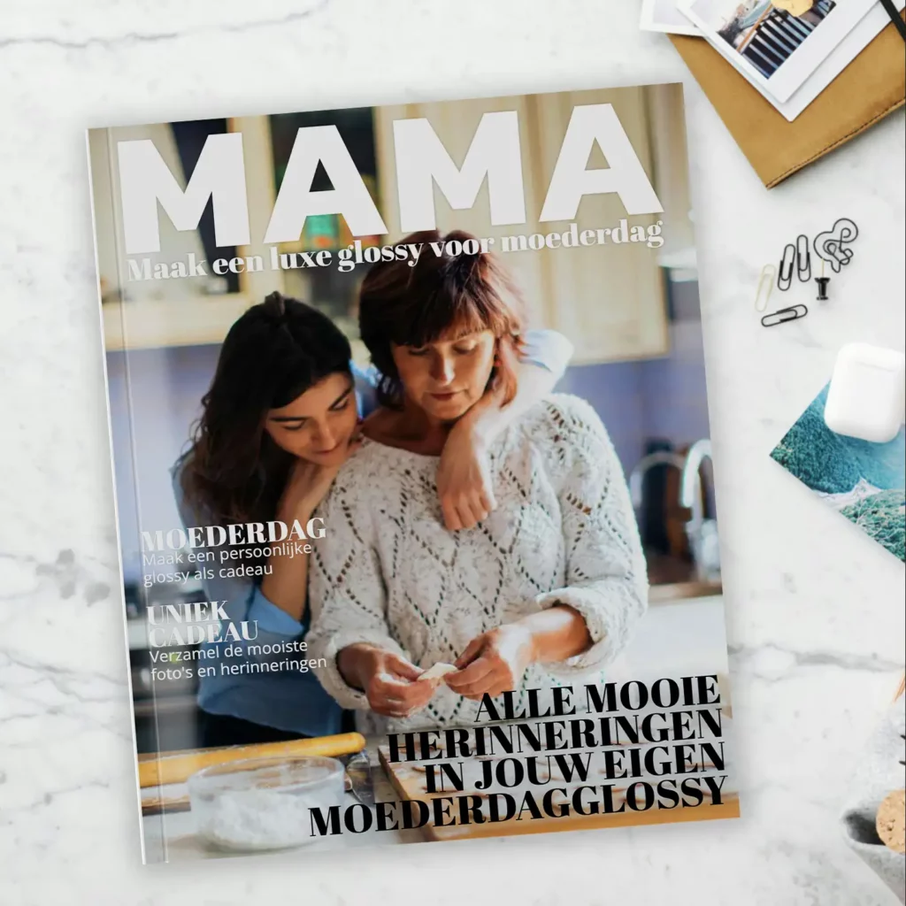 Op Myglossy.nl maak je eenvoudig een persoonlijke glossy voor moederdag.
