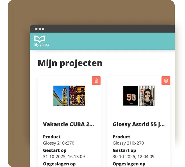 Altijd zelf de baas over jouw opgeslagen projecten bij My glossy