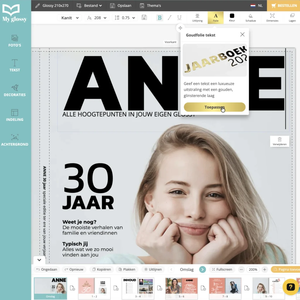 Goudfolie op de cover van jouw glossy op Myglossy.nl