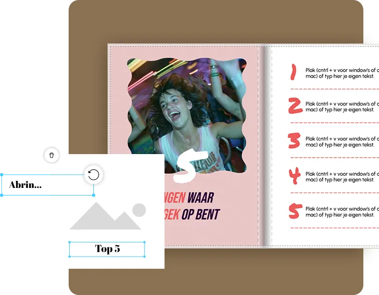 Kant en klare designs voor een luxe glossy, boek of brochure staan voor je klaar. Deze kun je helemaal aanpassen naar eigen wens in het handige online programma van My glossy
